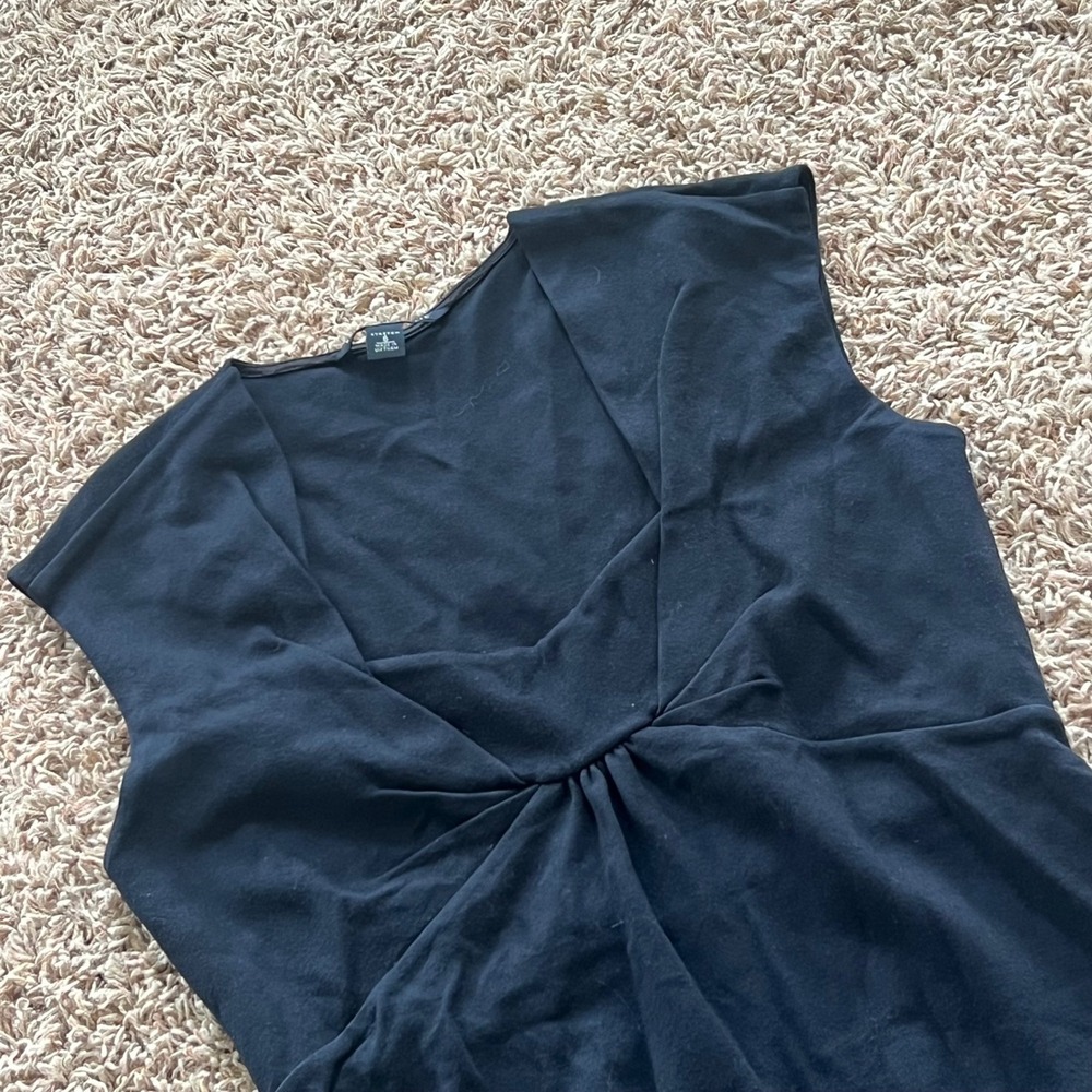 Banana Republic Black V-Neck Twist Front Sleeveless Stretch Sheath Dress Size 6